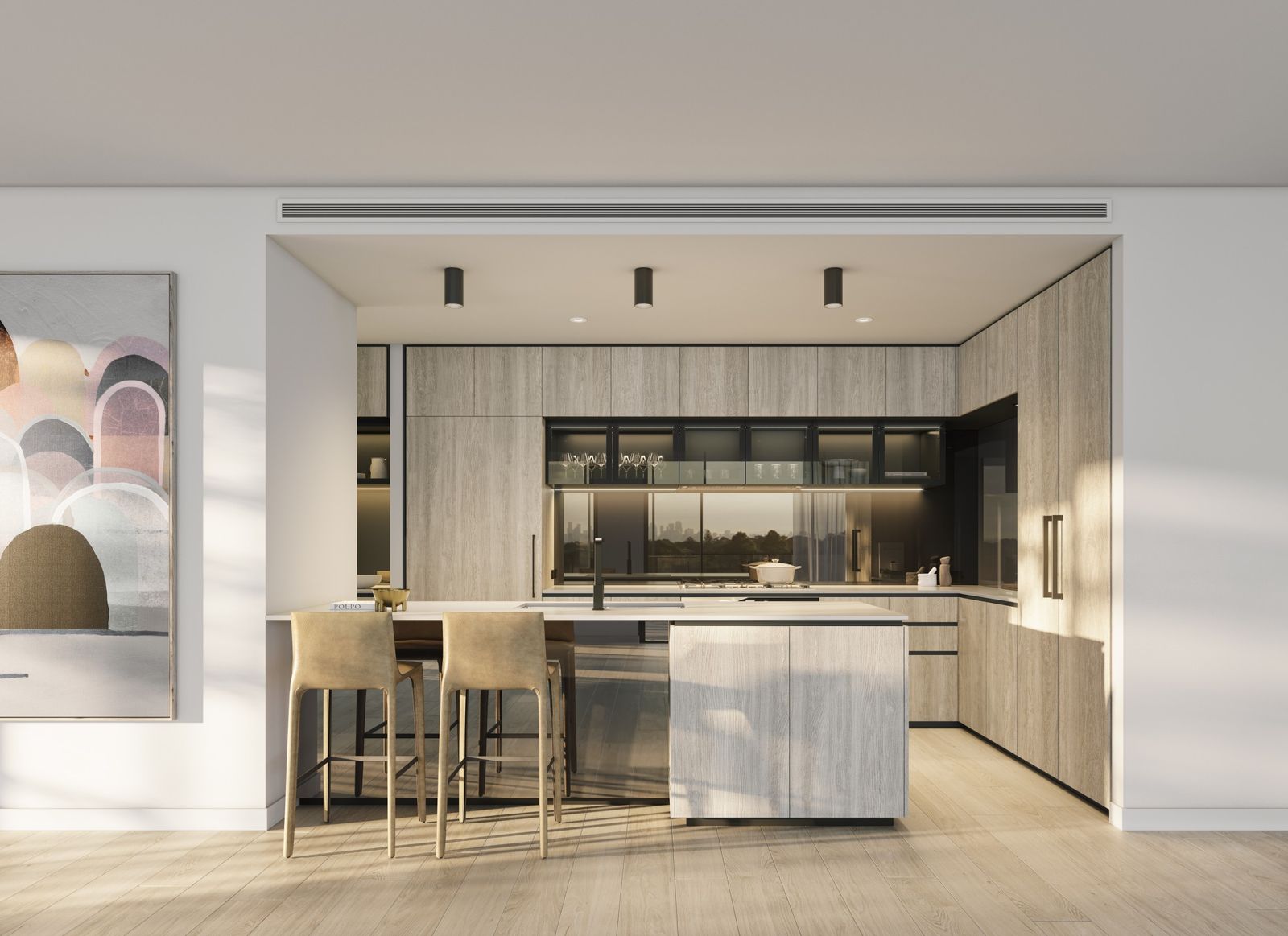 Penthouse kitchen render in Sandringham
