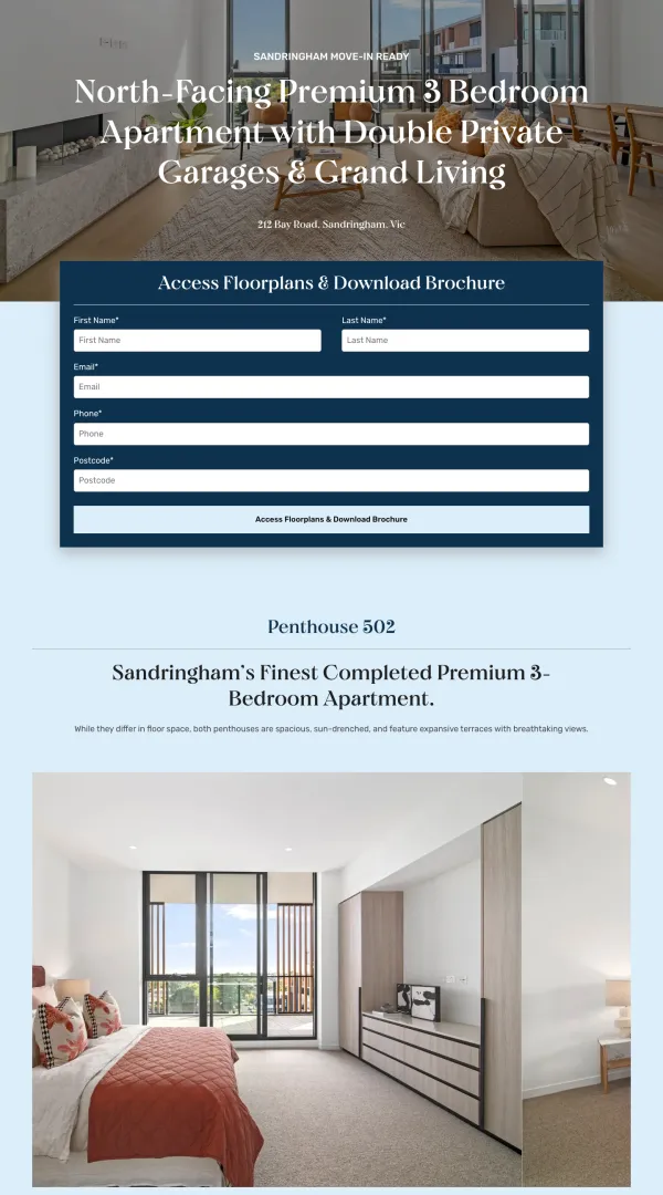 Lead page built for Penthouse Collection